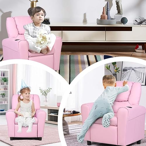Miniatura 6 de Costzon, sillón reclinable niños, sillón, sofá para niños, con soporte para taza., Rojo