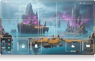 Sorcery Contested Realms Compatible Playmat – 24x14” Tracking, Grid, and Deck Zones Fantasy Art Card Mat (Stitched Edges)