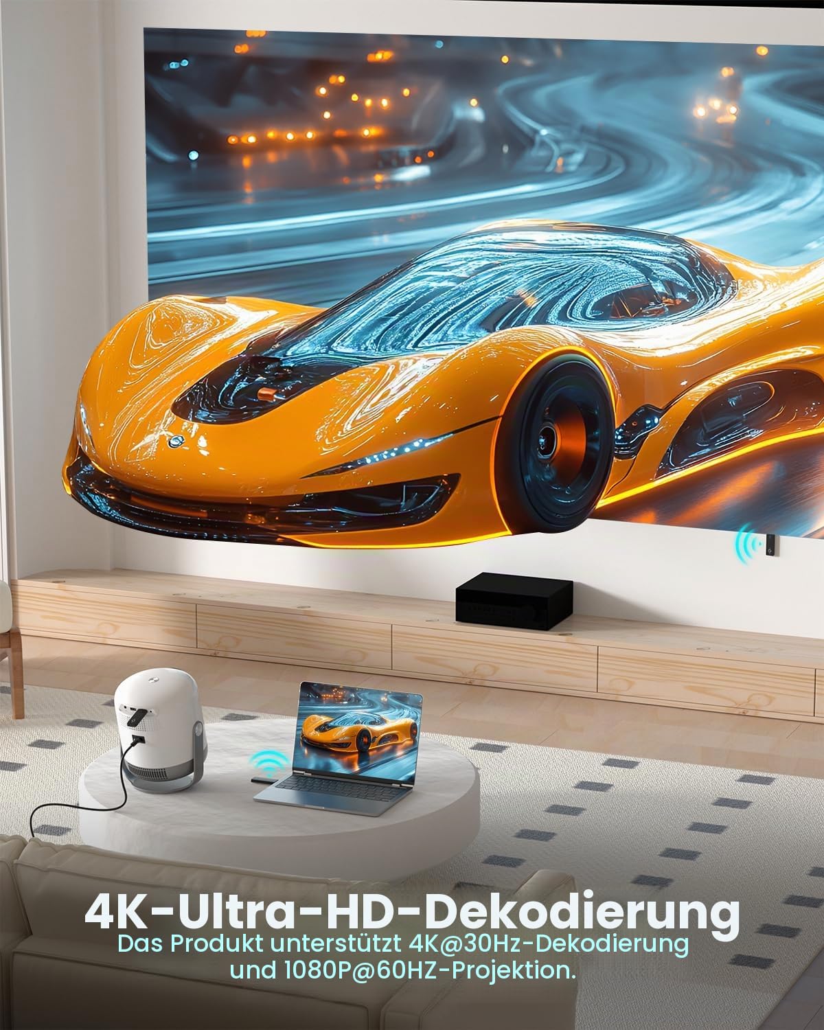 Wireless HDMI Transmitter und Receiver 50M, 5G Plug & Play, Tragbares Kabelloses HDMI Extender Kit für 4K@30Hz Eingang 1080P Ausgang, zum Streamen von Video und Audio zum Monitor von Laptop/TV Box/PC