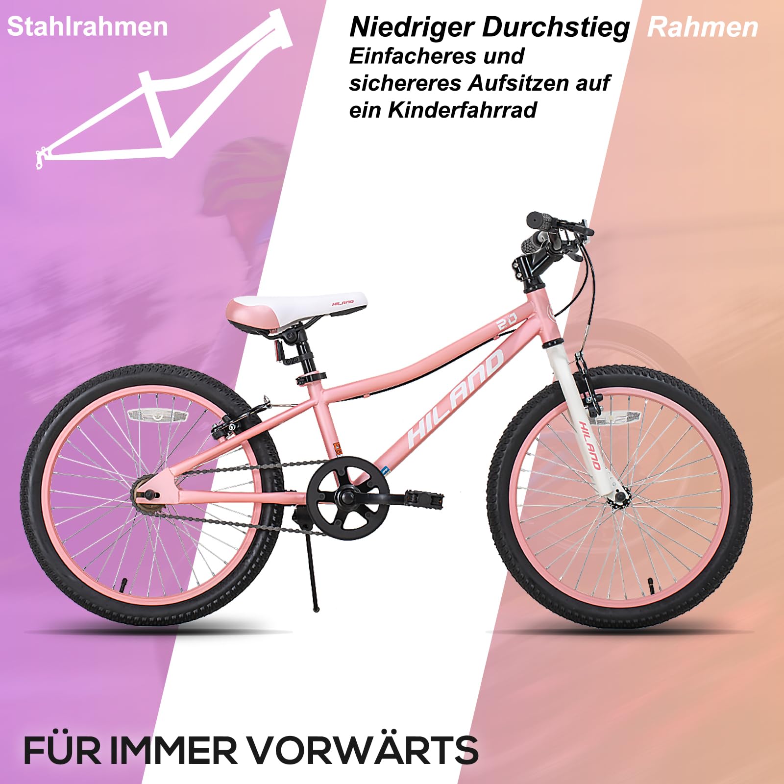 HILAND Climber 20 Zoll Kinderfahrrad Kinder Fahrrad MTB Mountainbike für 5-10 Jahre Jungen Mädchen Kinder Jungs mit V-Bremse Einzelgeschwindigkeit