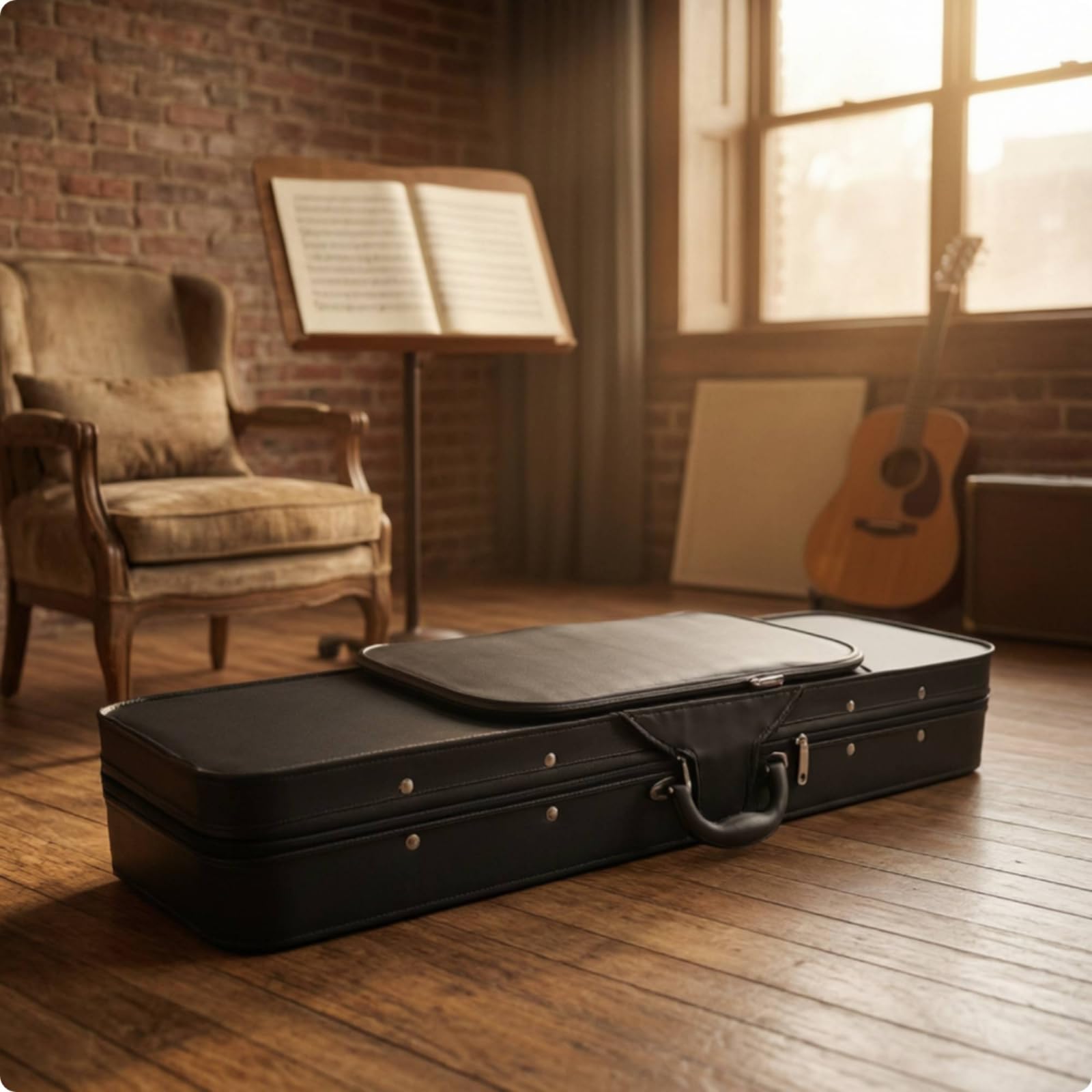 Colcolo Custodia per Violino Rigida Custodia Scatola Case Rettangolare Protezione Antiurto Interno Imbottito Sagomato Compartimenti Accessori Maniglia, 4/4