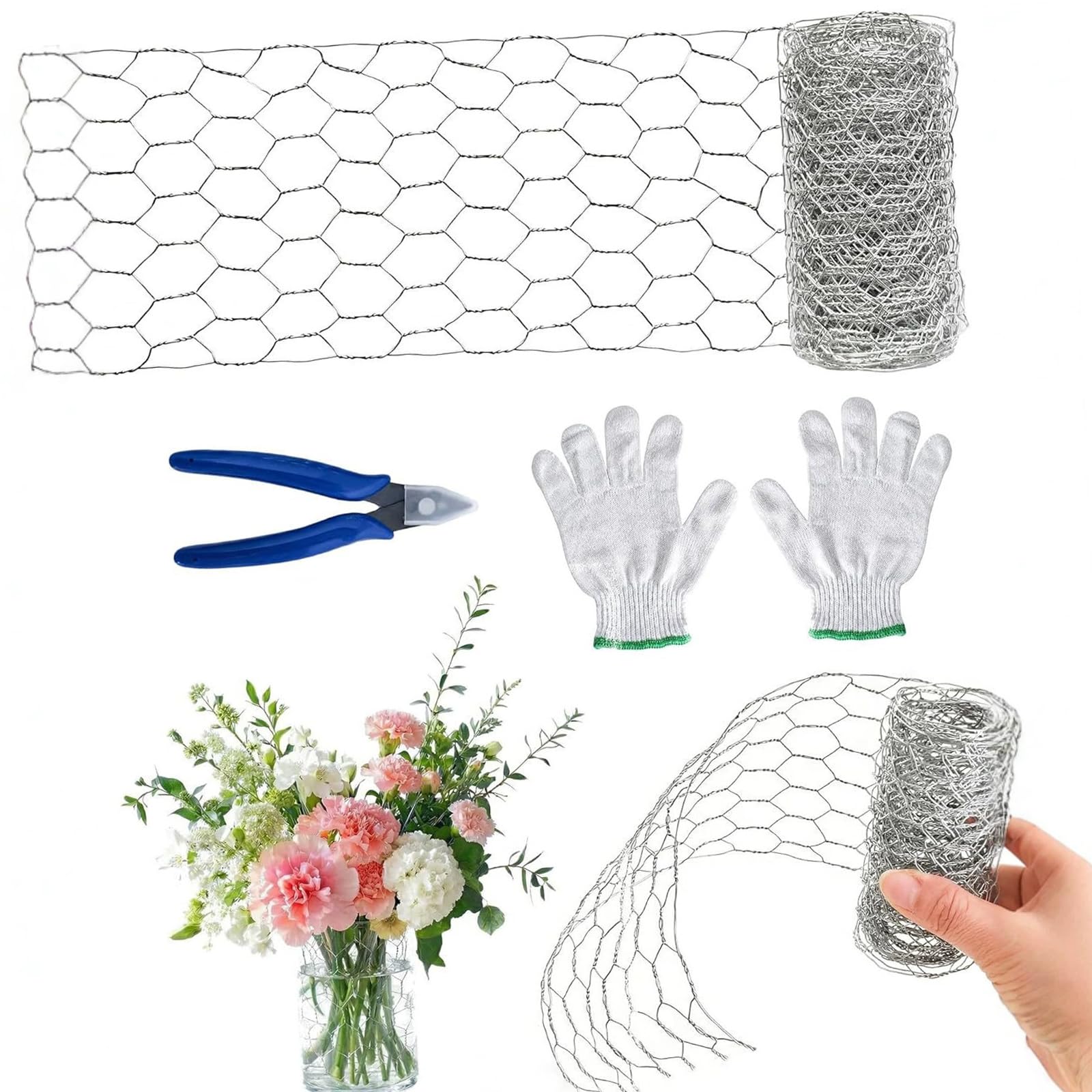 Kaeltsyn Metal Wire Netting for, Poultry, Garden Floral Chicken Flower Arrangement Hexagonal Galvanized Netting Fence Floral Chicken for Arrangements