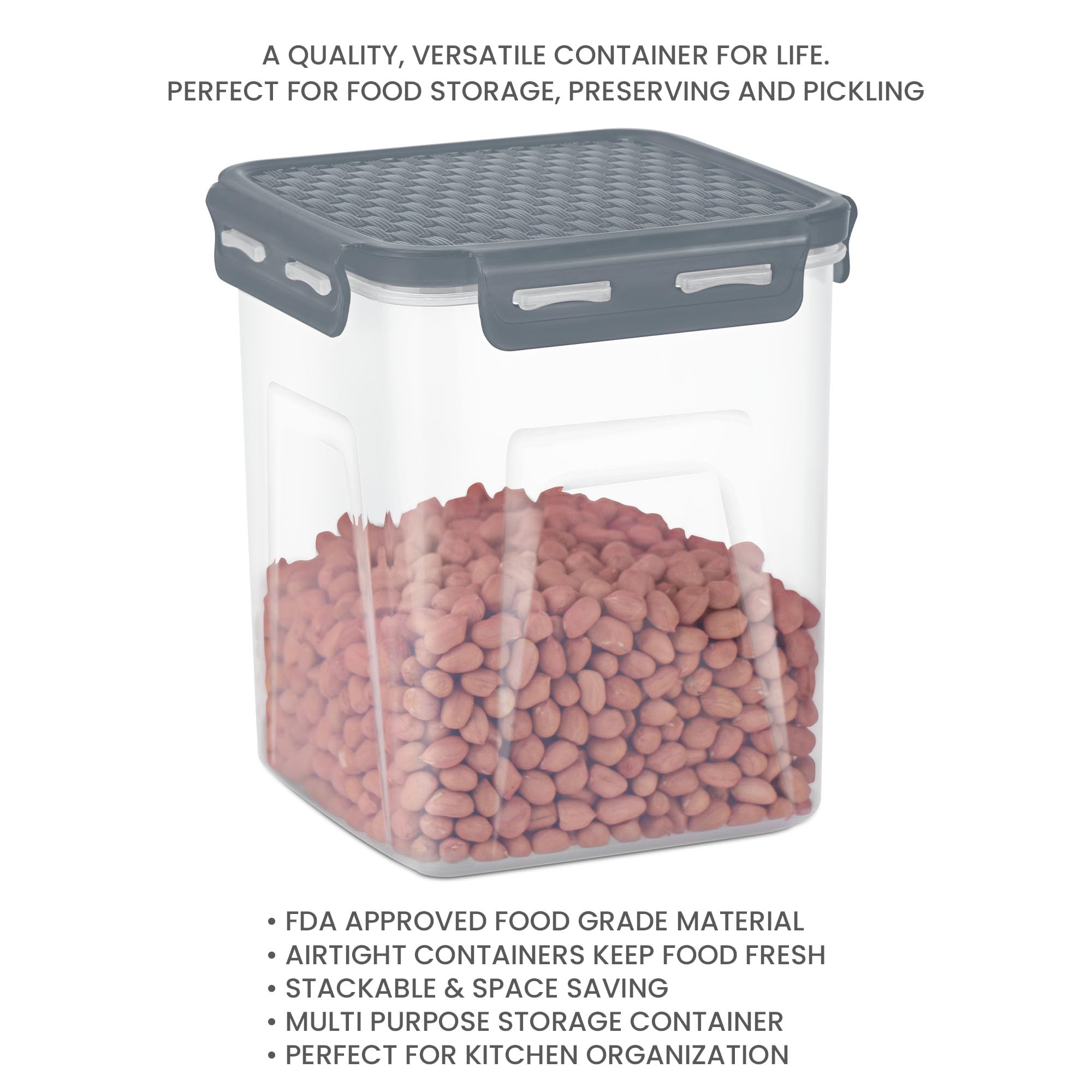MILTON Lock It Modular Kitchen Container Setof 4, 2490 ml each I Airtight Lid | BPA-Free Food Grade | Four Side Lock Lid I Transparent, Stackable I Dishwasher Safe I Ideal for Atta, Rice, Flour — Amazon image 3