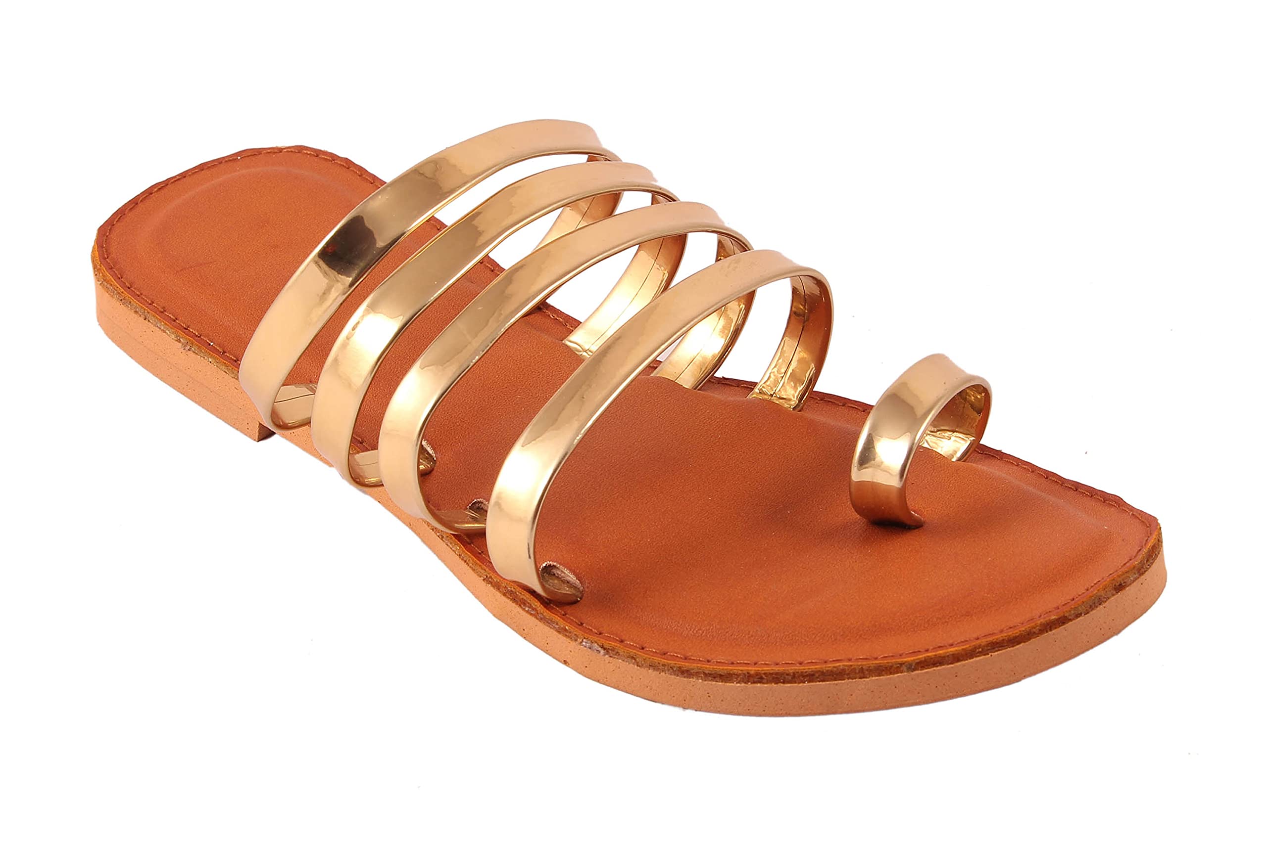 AMAZING TRADERS Women Plain Strep Synthetic Leather Flat