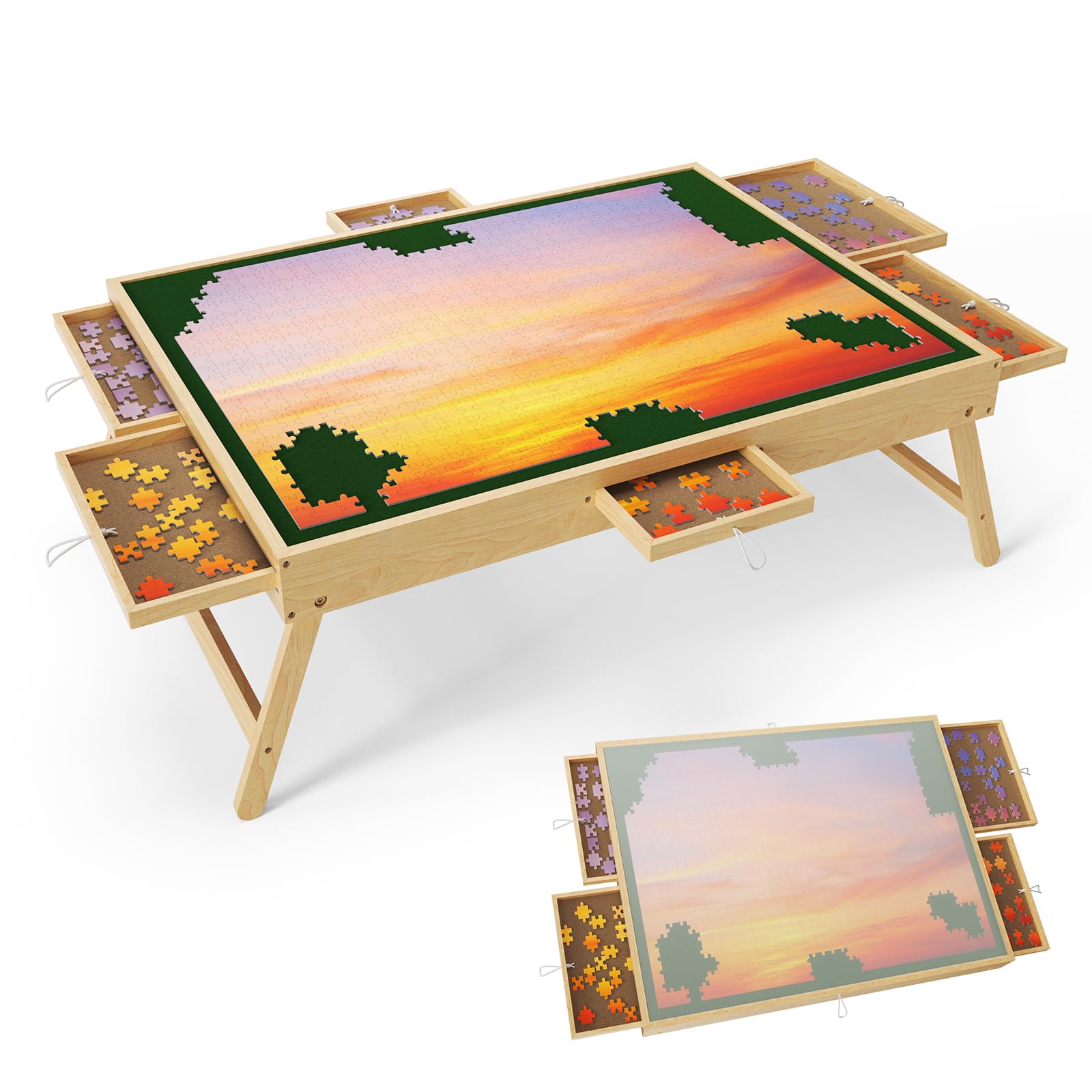 Tilting Puzzle Board Jigsaw Puzzle Board Folding Wooden Jigsaw Board,with 6 Drawers for Adults and Kids (1000 Pieces)