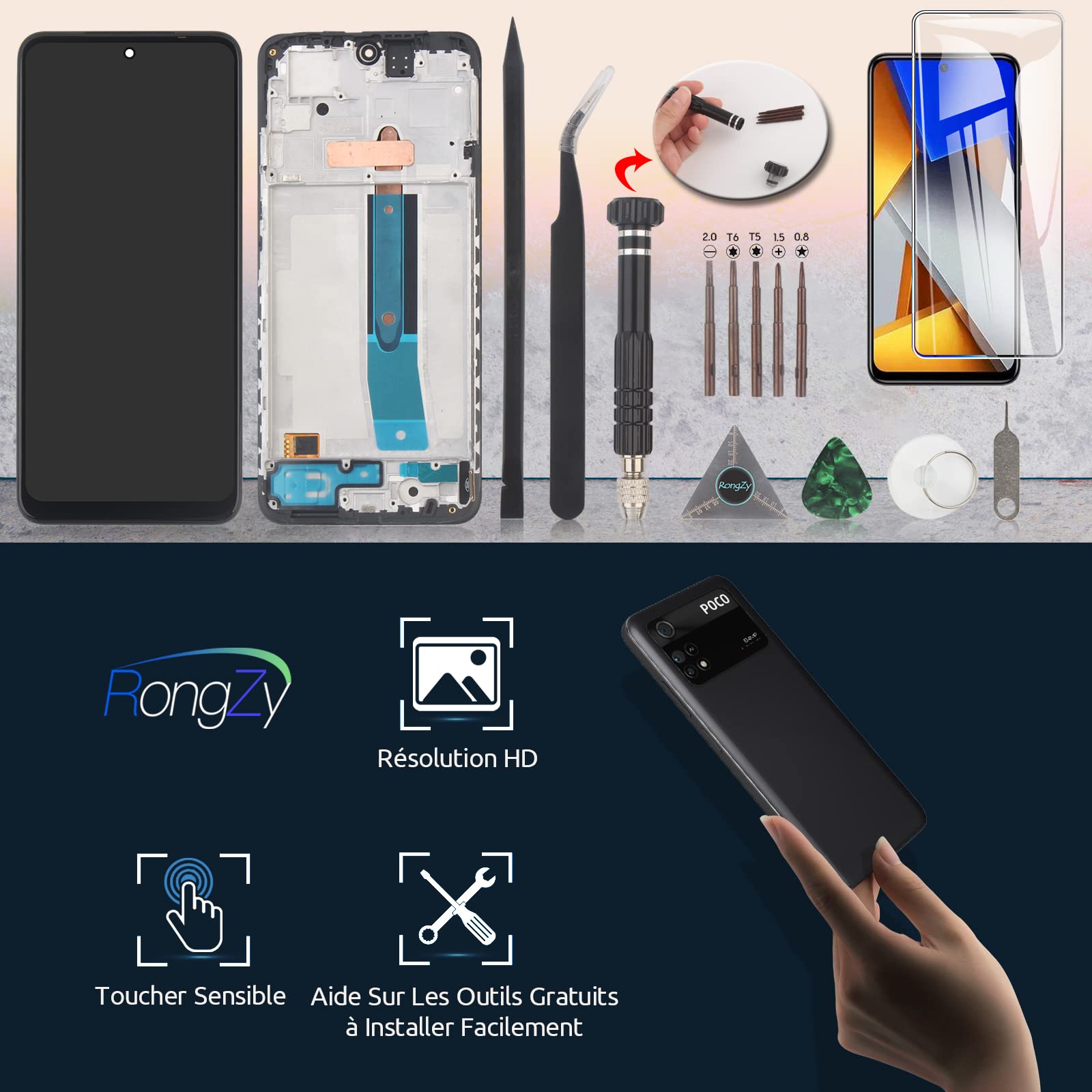 6.43"LCD For Xiaomi Poco M4 Pro 4G LCD 2201117PI 2201117PG MZB0B5VI Display Touch Screen Digitizer Assembly Replacement | ES