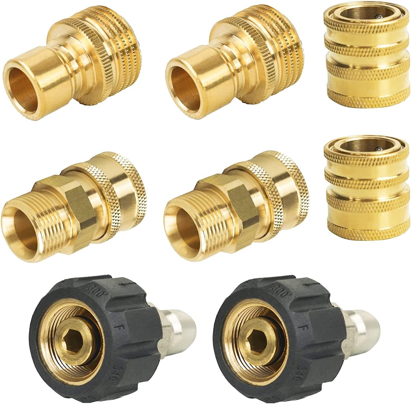 Pressure Washer Adapter Set, Quick Disconnect Kit With M22 Metric Male Thread Quick Connector, M22 Swivel to 3/8'' Quick Connect, 3/4" to Quick Release, 8 pack