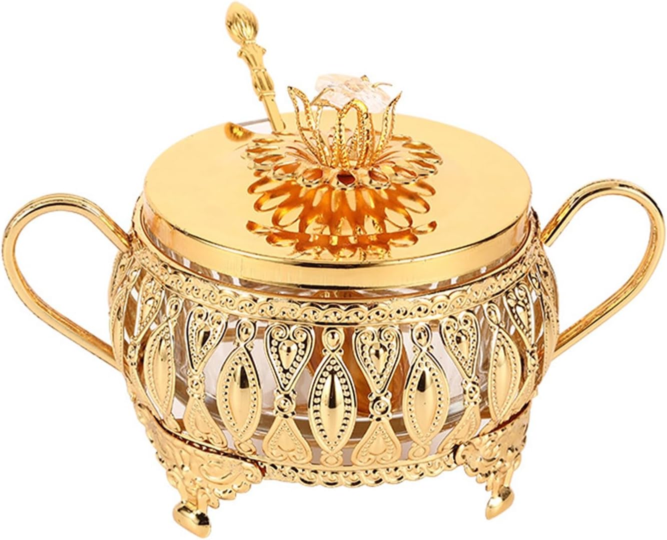Sugar Bowl Turkish Sugar Bowl Sugar Dual Holder Bowl Glass Jar Accessories Sugar Container for Home and Kitchen Sugar Pot