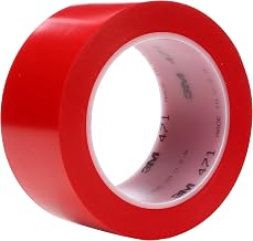 3M Vinyl Tape 471, Red, 2 in x 36 yd, 5.2 mil, 1 Roll, Red Floor Tape, Paint Alternative for Floor Marking, Social Distancing, Color Coding, Safety Marking