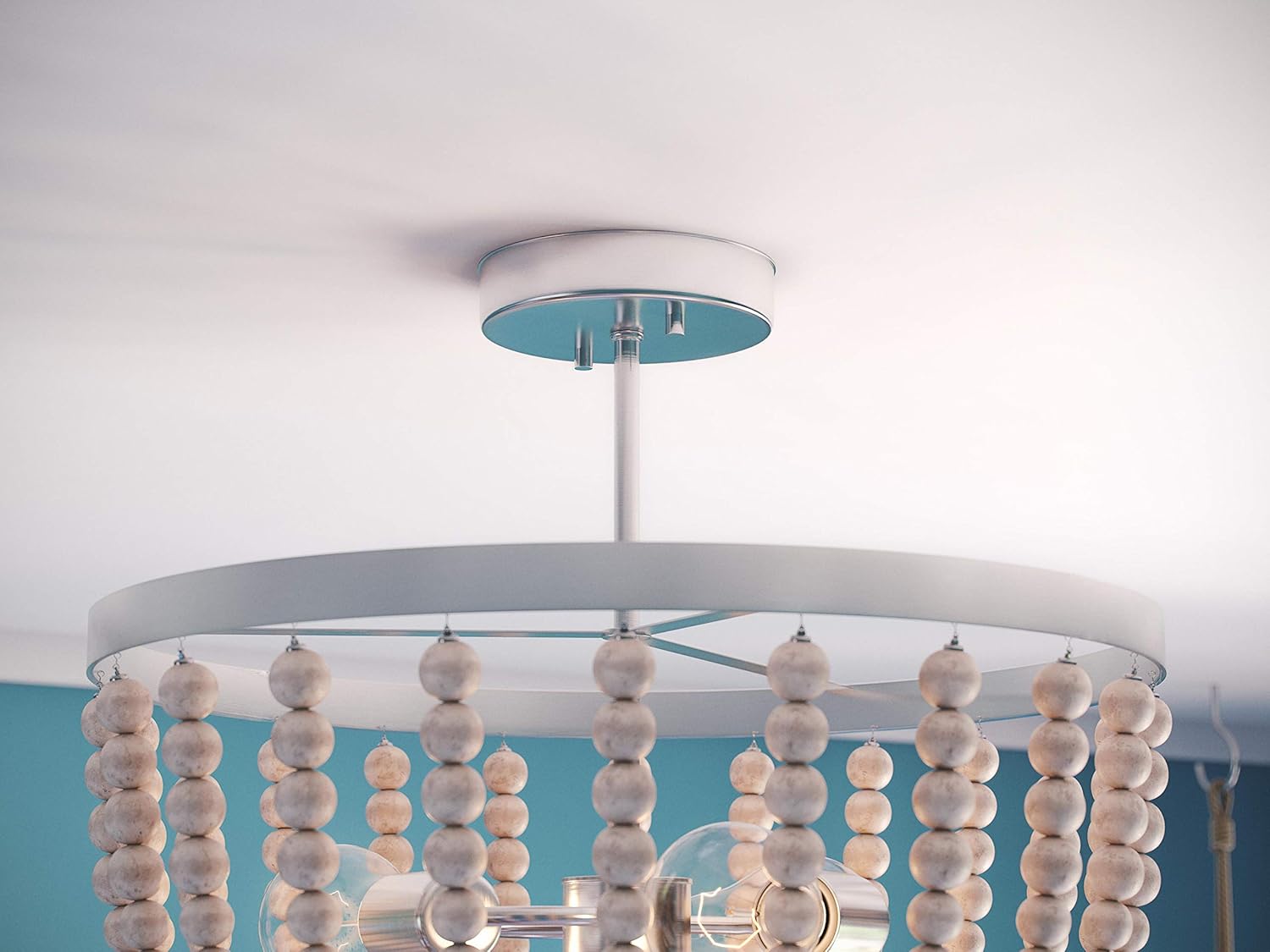 Black Friday Clearance Kenroy Home 93136BS Casual Chandeliers, 17 Inch Height, 16 Inch Diameter, Brushed Steel Finish w/Distressed White Wood Beads Buy 2 get 3 Kenroy Home 93136BS Casual Chandeliers, 17 Inch Height, 16 Inch Diameter, Brushed Steel Finish w/Distressed White Wood Beads