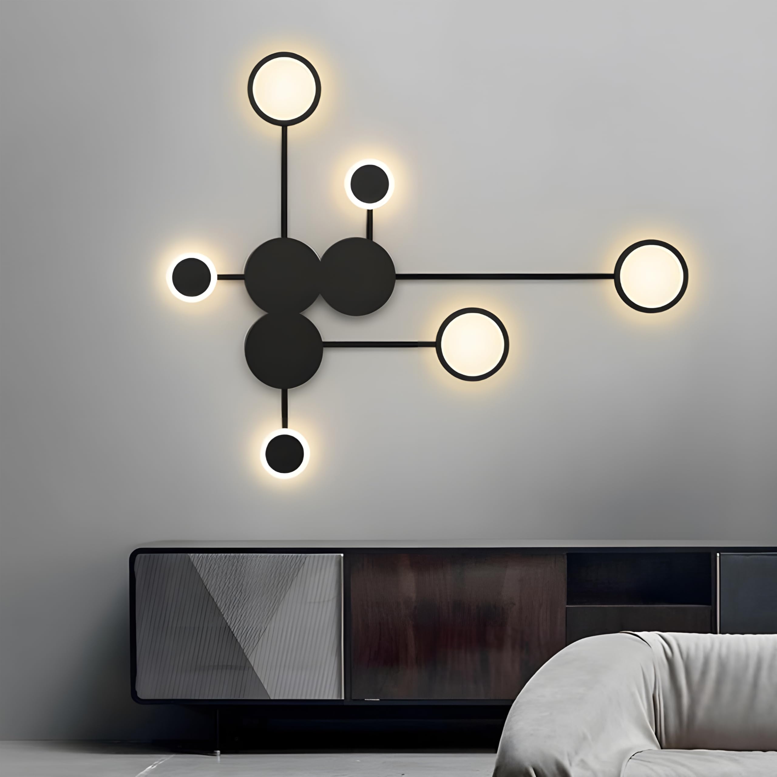 ZTWLEED Aplique Pared Interior,26W Lámpara de Pared LED AC 220V 3 Colores Luz 3800K/6400K/4500K Aplique Pared Interior Moderna Diámetro 98 cm para Dormitorio Sala de Estar Pasillo