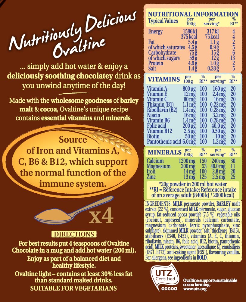 Ovaltine Chocolate Light Drink 300g