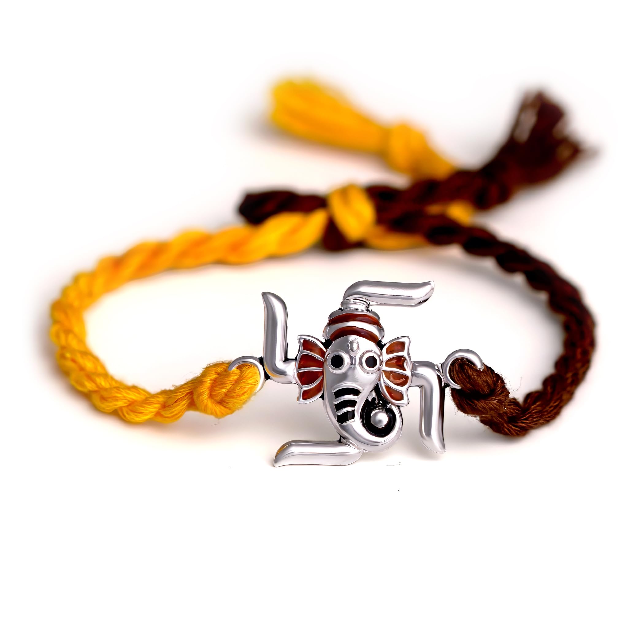 99.5% Pure Silver Ganesha Collection Rakhi set for Brother with Authenticity Card-image-37