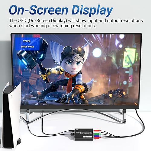 Miniatura 6 de Convertidor HDMI a componentes 4K con función de escalado, convertidor HDMI a YPbPr compatible con entrada de 4K60Hz, compatible con salida de