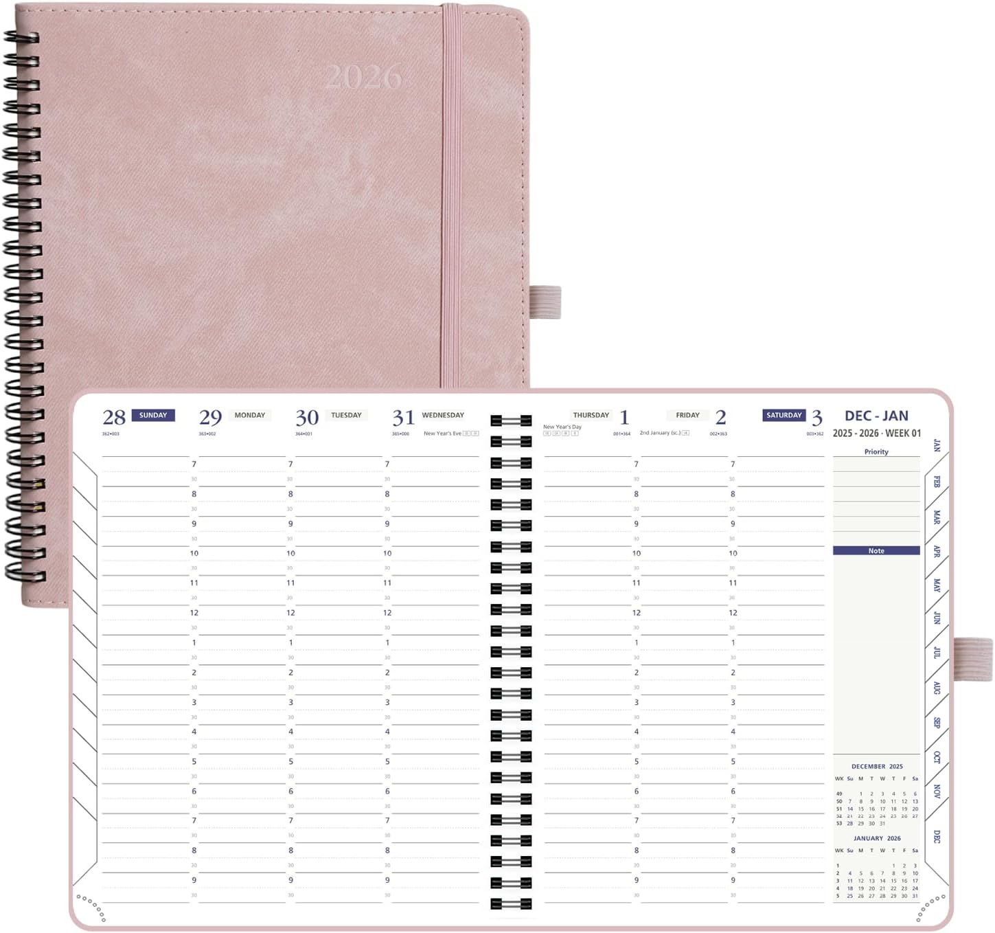 POPRUN Pocket Weekly Planner 2026 16.5 x 9 cm, Hard Cover Schoolagenda, Kleine Planner 2026 Met FSC® Certified 80 GSM Papier Gemaakt van Hernieuwbare Materialen, Zwart Grijs