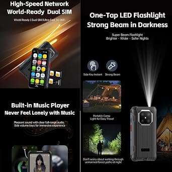 Tuanzi MaxO 4G Mini Rugged Cell Phone IP68 Waterproof 3.88 6GB 128GB Android 12 Unlocked Smartphone Octa Core 3000mAh Global Version (Black, 6GB+128GB)