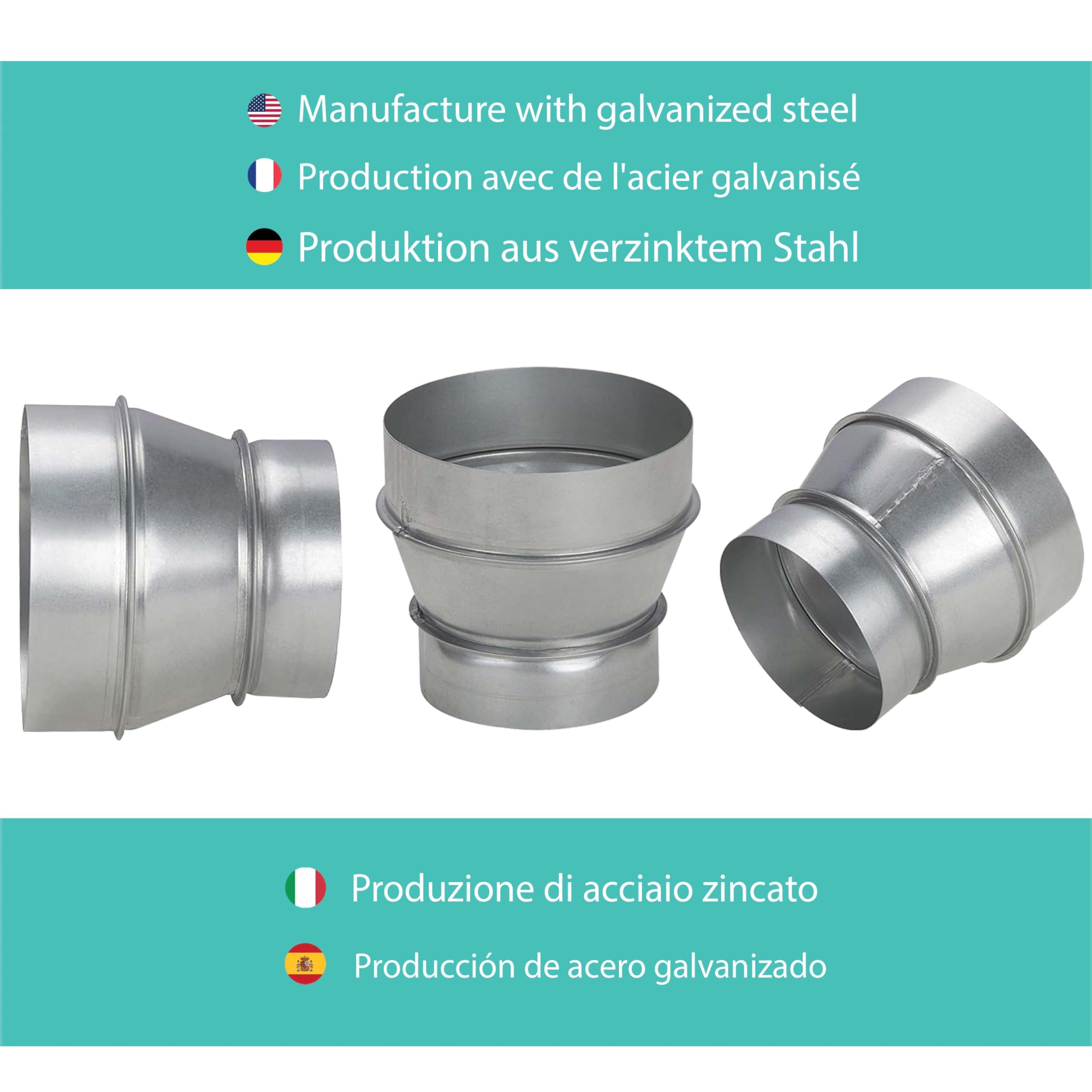 AIROPE-RA, Duct Reducer in Galvanized Steel,Corrosion-Resistant,Ideal for Ventilation Heating, Drainage - Image 4