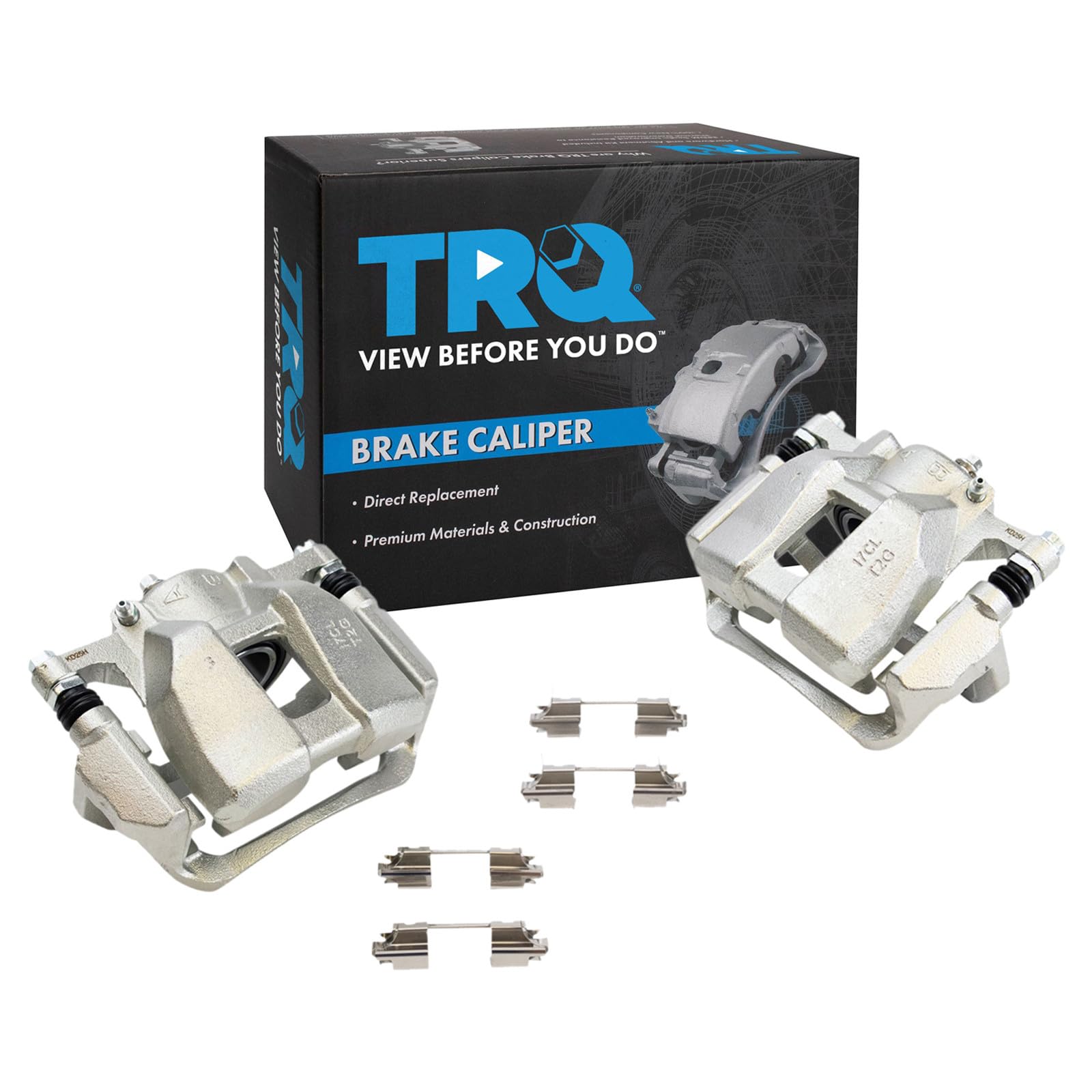 TRQ Front Driver and Passenger Side Brake Caliper Set Caliper Brackets