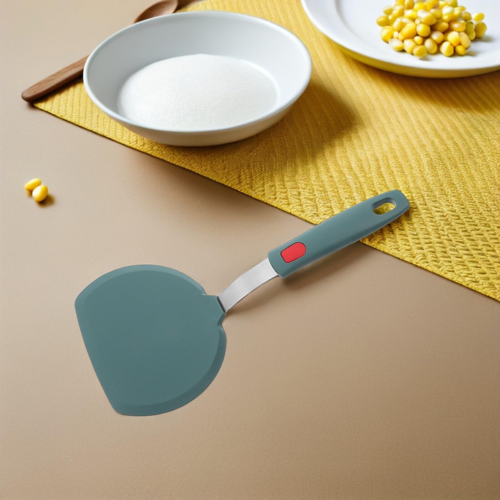 Silikonspatel mit Schlitzen, 2 Stück, Breites Design, Edelstahl