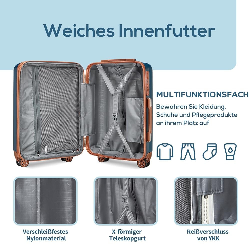 Joyway Handgepäck Set 3-tlg - Hartschalenkoffer Mit Getränkehalter & TSA-Schloss