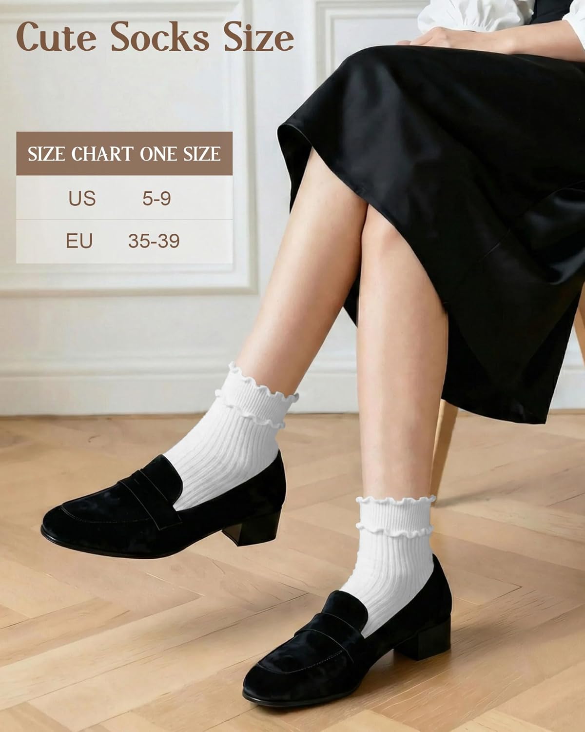 Ruffle Socks for Woman, Soft Cotton Frilly Cute Ankle Double Lettuce Edge Crew Socks for Women Girls 6 Pairs - Image 2