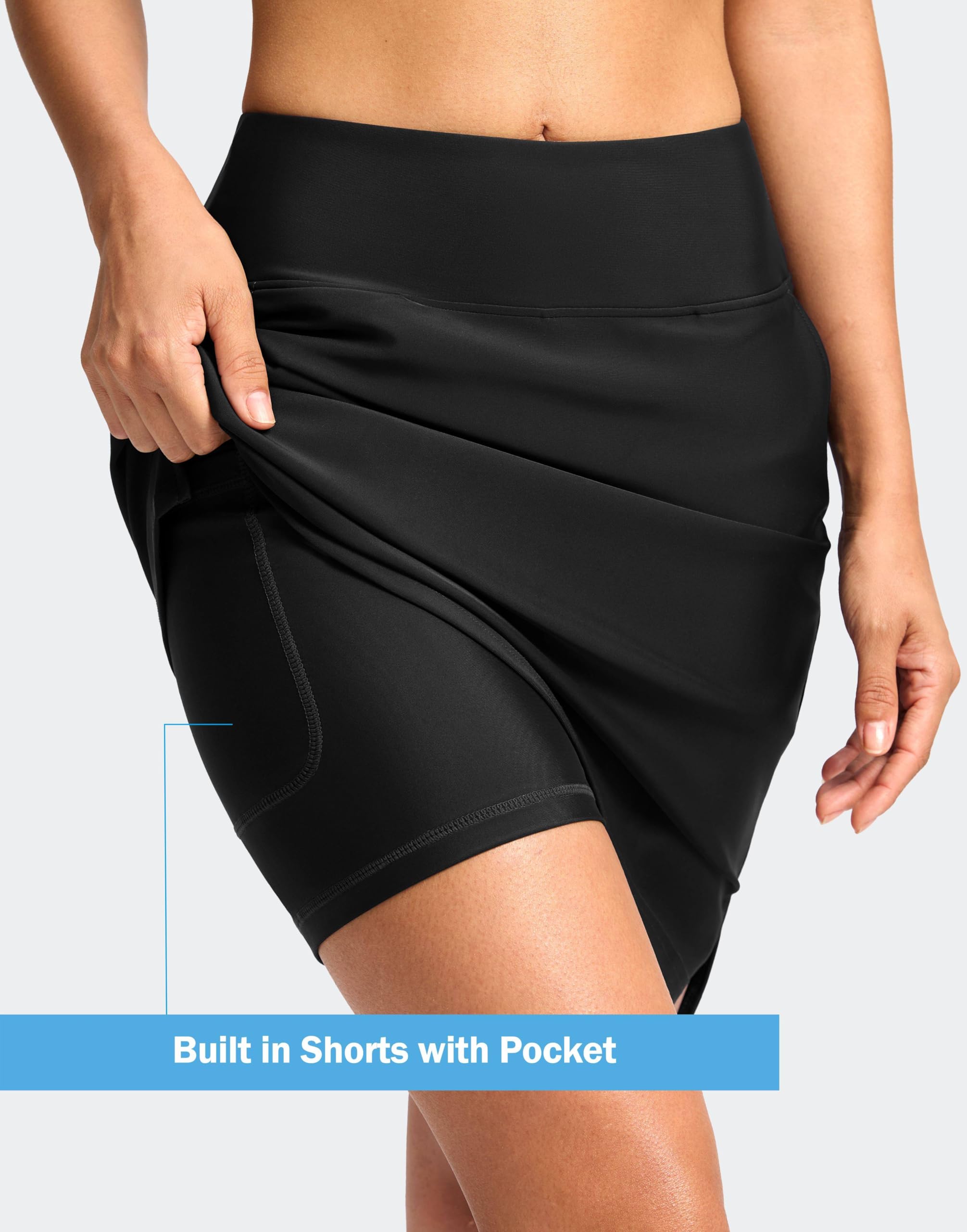 Viodia Falda de natación para mujer de 20 pulgadas de largo, falda de cintura alta, traje de baño modesto, parte inferior de traje de baño, bikini tankini de playa con falda