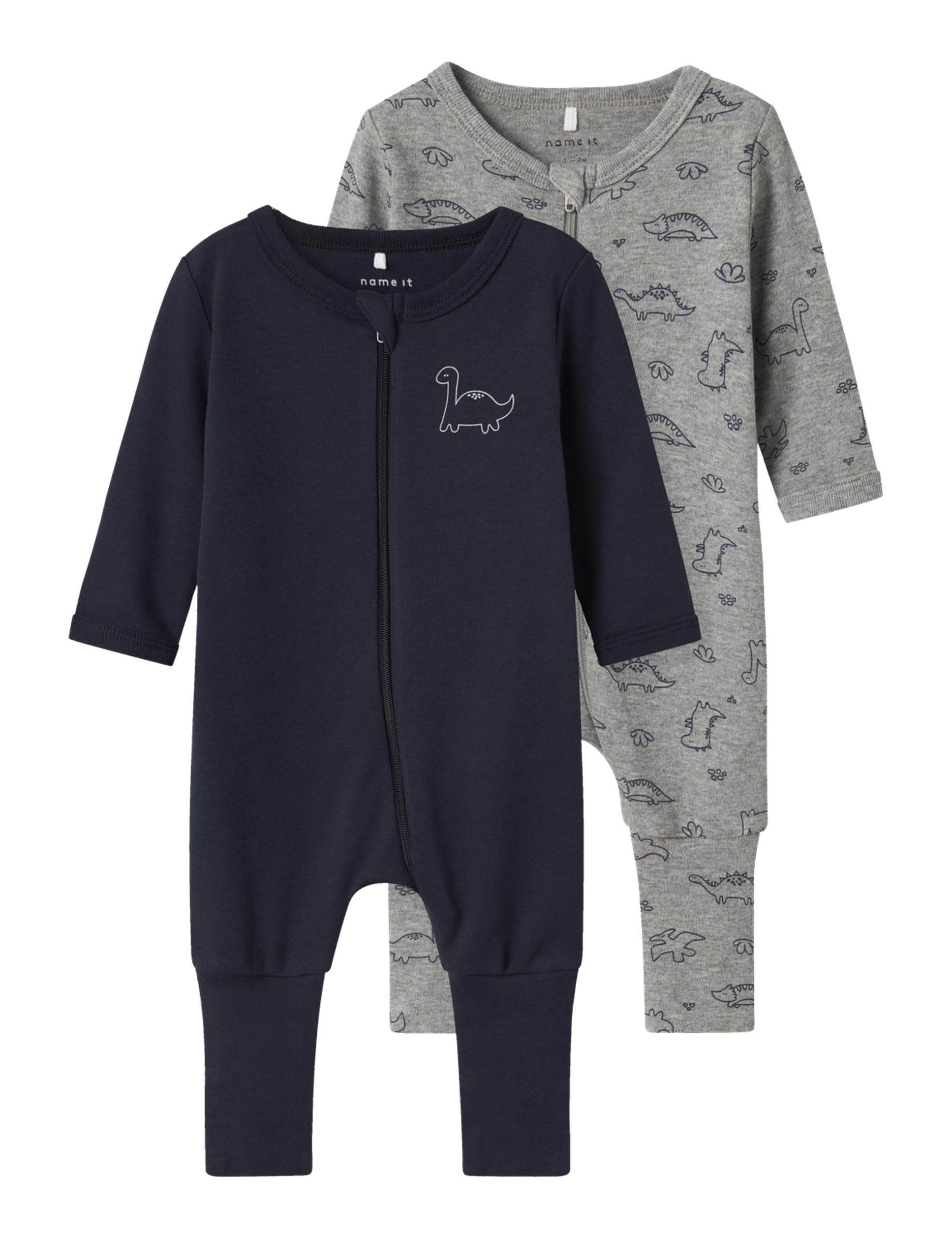 Name IT Herren Nbmnightsuit 2p Zip Ff Grey Dino Noos Nbmnightsuit 2P Zip Ff Grey Dino Noos (2er Pack)