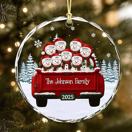 Miniatura 11 de DILYPOD Adorno de Navidad personalizado para abuelos 2025, adorno de muñeco de nieve personalizado de papá y nana con nombres de nietos, adorno de