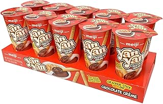 Meiji Yan Yan Dipping Sticks, Chocolate Crème - 2 oz, Pack of 10 - Cracker Sticks with Fun Animals Phrases
