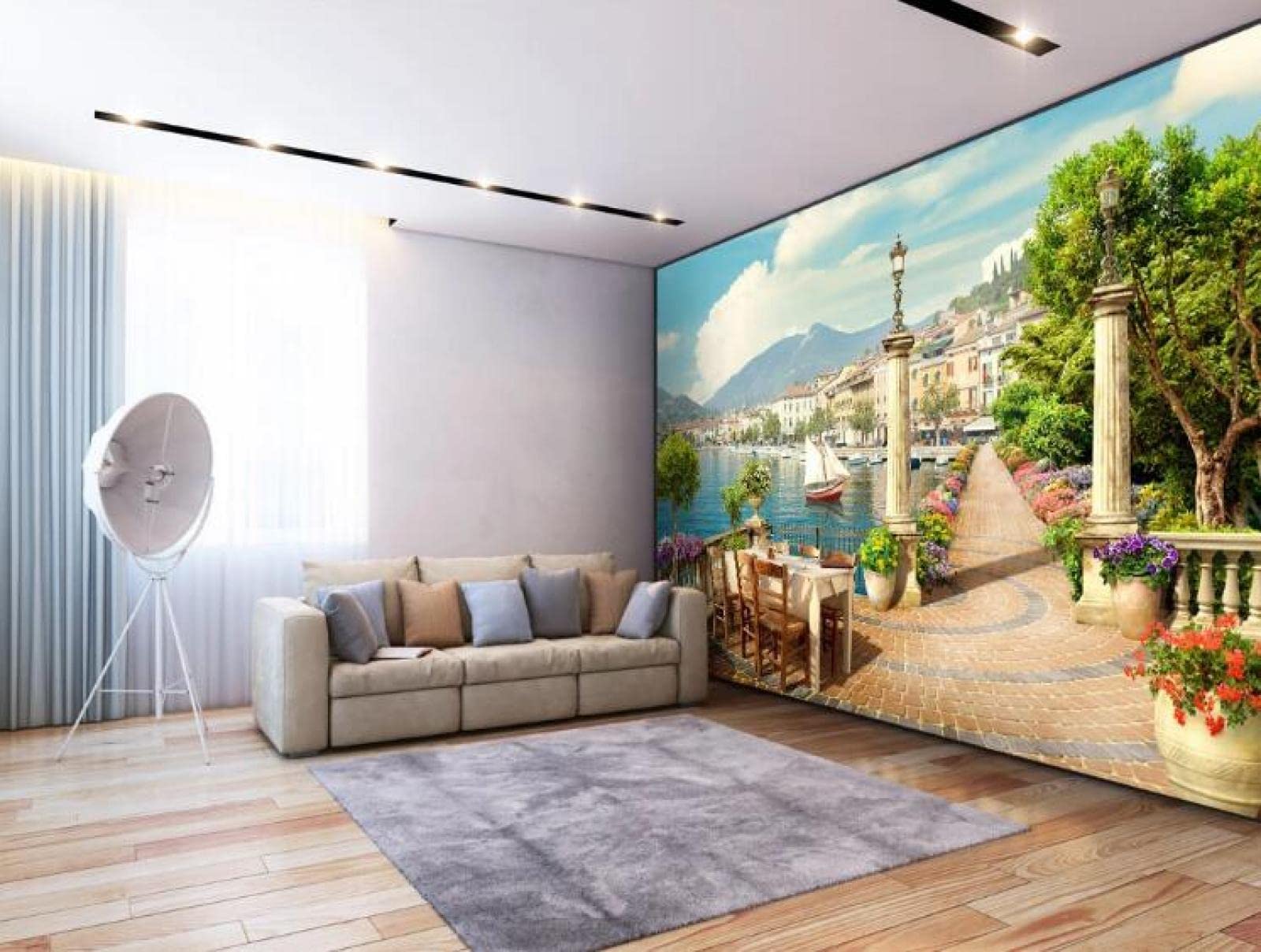 Tapeta ścienna morze i miasto szer. 300 x wys. 210 cm mural ścienny 3D tapeta naklejki do salonu sypialni niesamoprzylepne