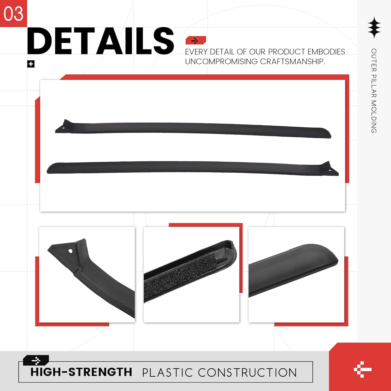 Windshield Pillar Molding Trim Panel Compatible with 2005-2010 Chrysler 300 Dodge Charger Magnum Replace for 4805888AC 4805889AD 04805889AC 04805888AC 04805889AD 04805888AD 1Pair