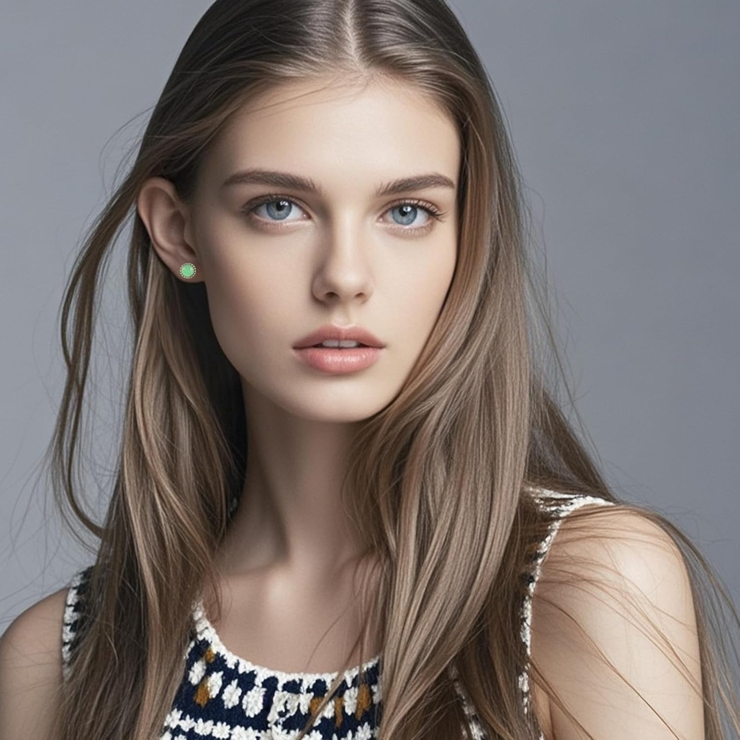 12 Pairs Colored Cat's Eye Gemstone Stud Earrings, 18K Gold Plated Surgical Stainless Steel Multicolor Gem Stone Stud Earrings Set for Women - Image 5