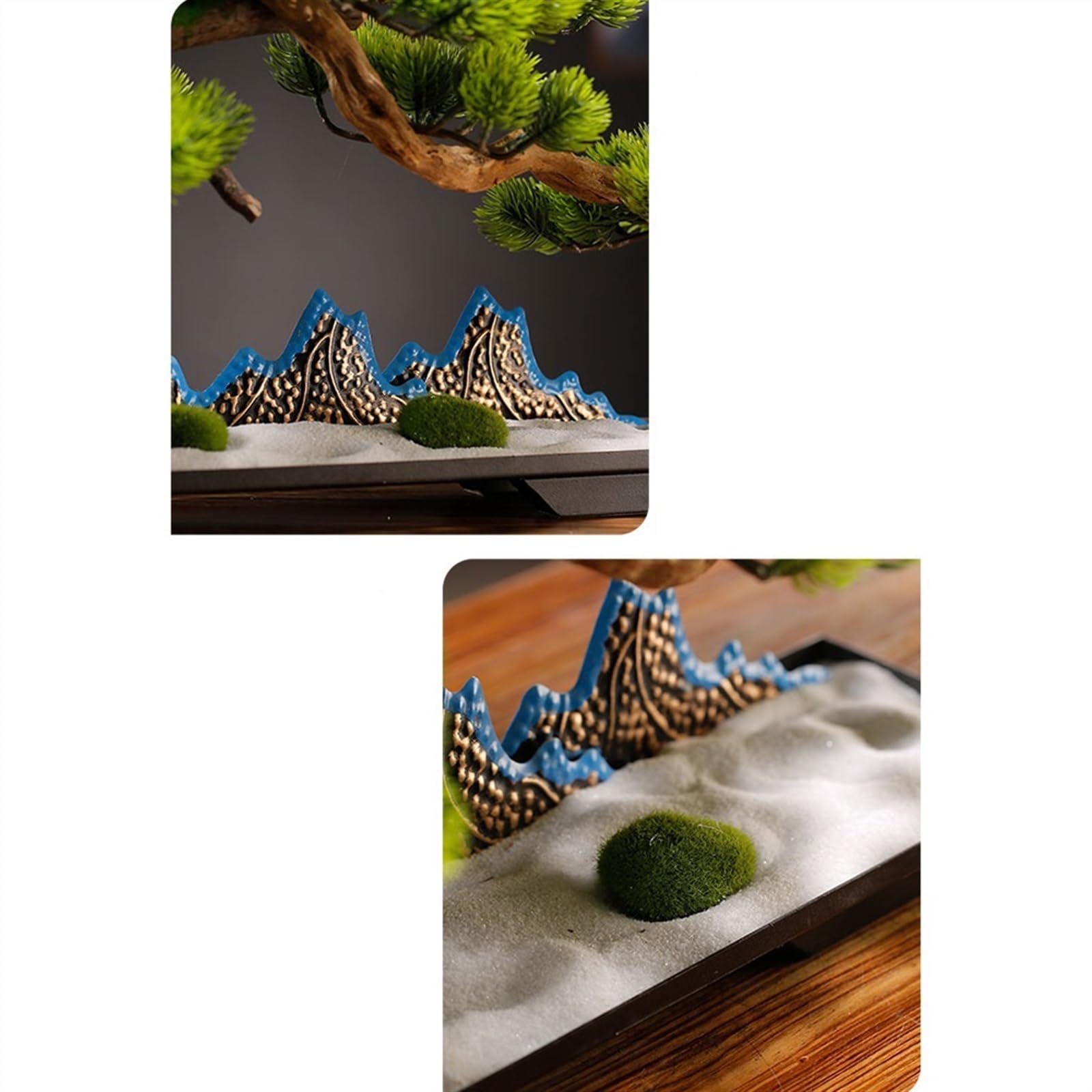 Decorazioni in vaso Ornamenti Zen Simulazione Albero Bonsai Ingresso Soggiorno Pino Finto Piante Verdi da Interno Paesaggistica Decorativa