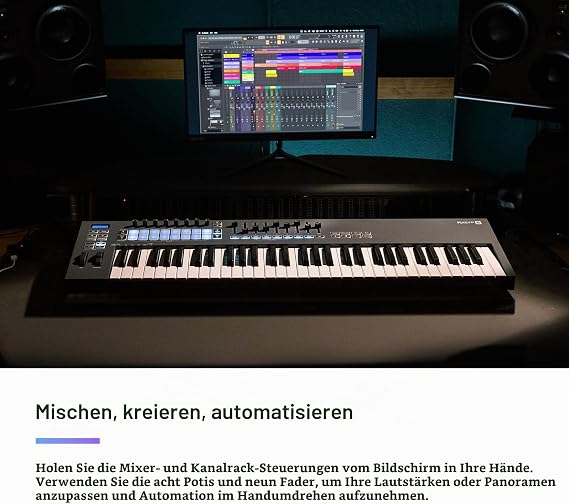 Novation FLkey 61 MIDI Controller Keyboard - Seamless integration into FL Studio with chord and scale modes. All the software you need for music production
