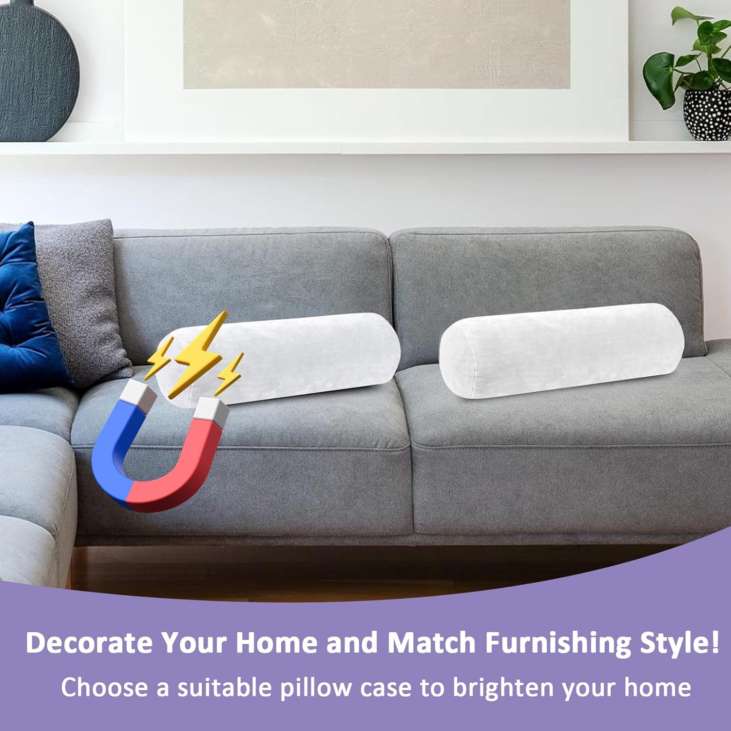 Prasacco 2 Pcs Neck Roll Pillow Cover with Zipper, Round Neck Pillow Case Soft Neck Roll Pillow Cover Pillowcases Round Cervical Pillow Case for Cylindrical Pillow Cushion (White, 16 x 6 Inch) - Image 5