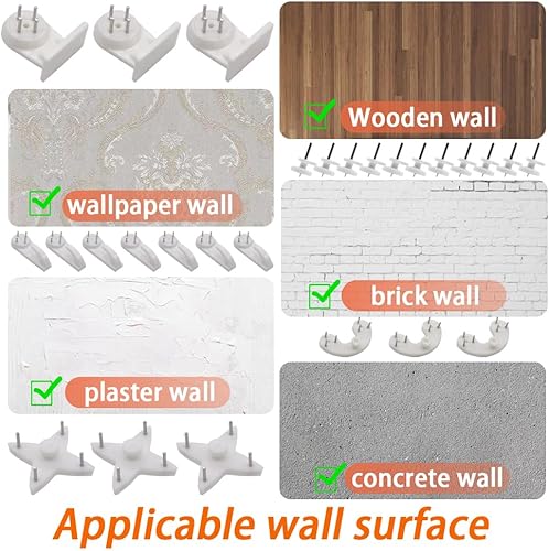 Miniatura 5 de Dianrui Juego de 66 ganchos para colgar cuadros, ganchos de pared de hormigón para paredes de estuco, hormigón y ladrillo, sin rastro, ganchos
