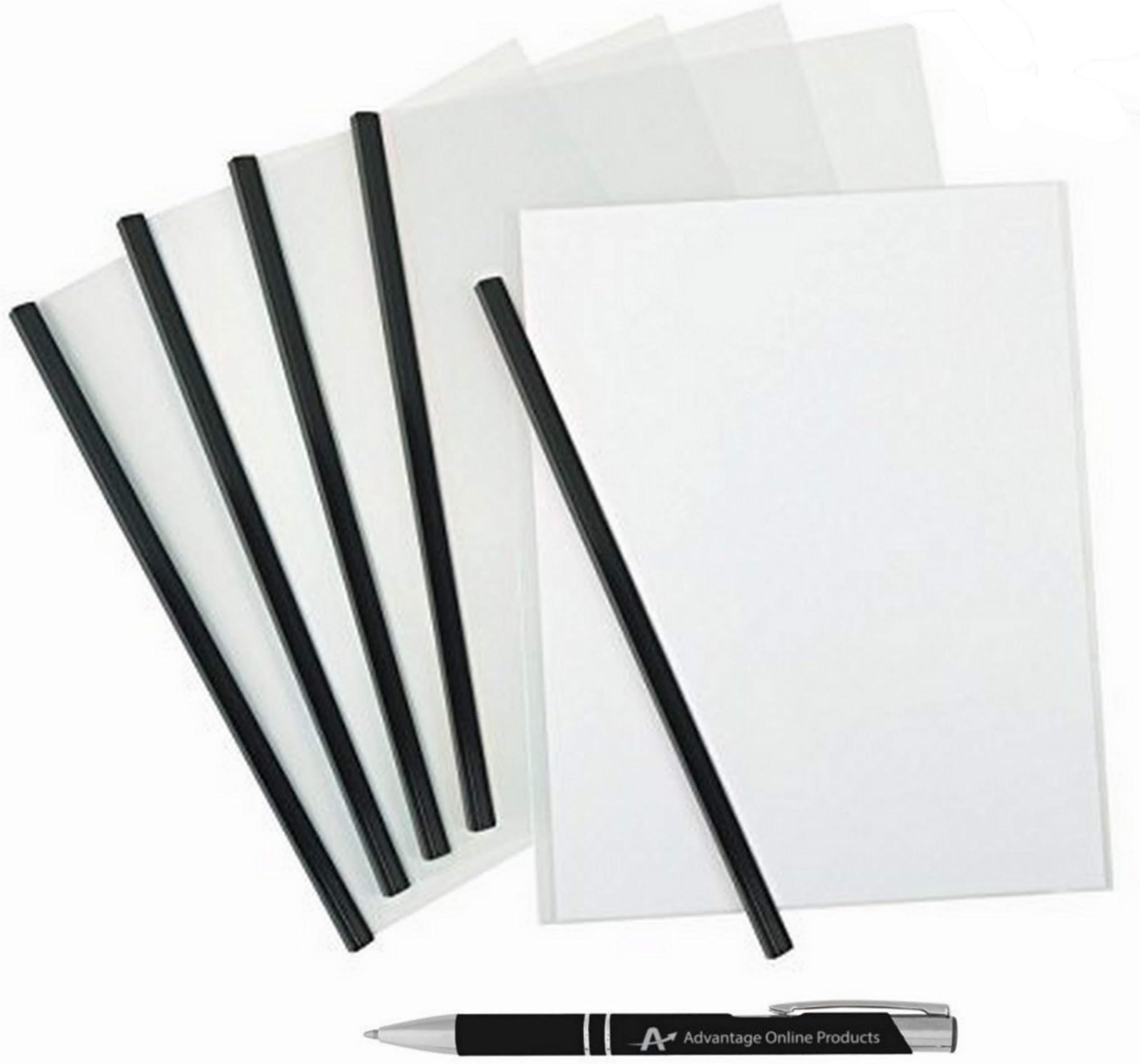 5-Pack Clear Report Covers with Black Binding Bar, Holds 20 Sheets