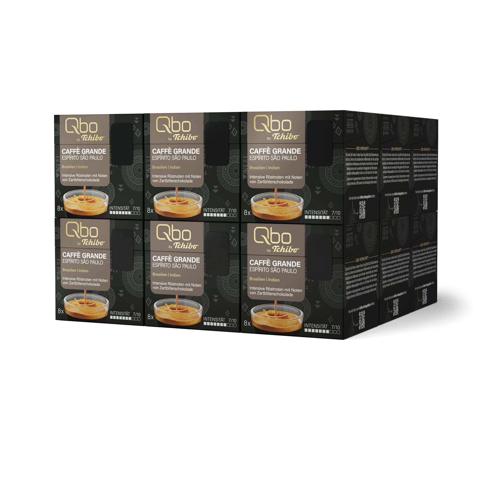 Tchibo Qbo Caffè Grande Espírito São Paulo Premium Kaffeekapseln, 144 Stück - 18x8 Kapseln (Caffè Grande, Intensität 7/10, hocharomatisch), nachhaltig & aus 70% nachwachsenden Rohstoffen¹