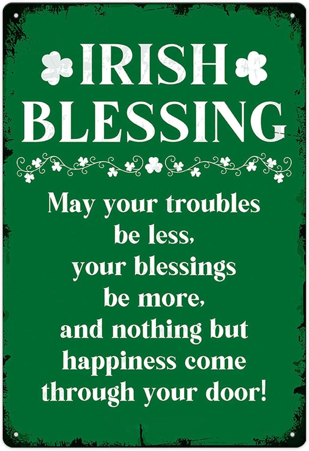 SMAZDFXX Irish Blessing Metal Sign Decor Green Shamrock Print Art Poster Wall Hanging Sign St Patricks Day Lucky House Sign Decor Home Bar Cafe Decorations 5.5"x8"