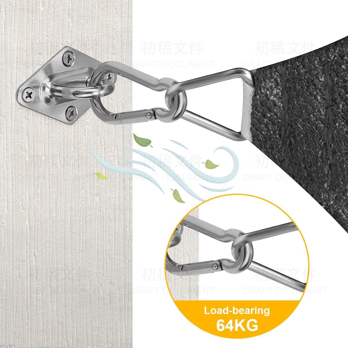 Set di fissaggio per tenda da sole M6, kit di accessori per fissaggio a vela parasole in acciaio inox resistente, per triangolo e quadrato, accessori di fissaggio per vela parasole