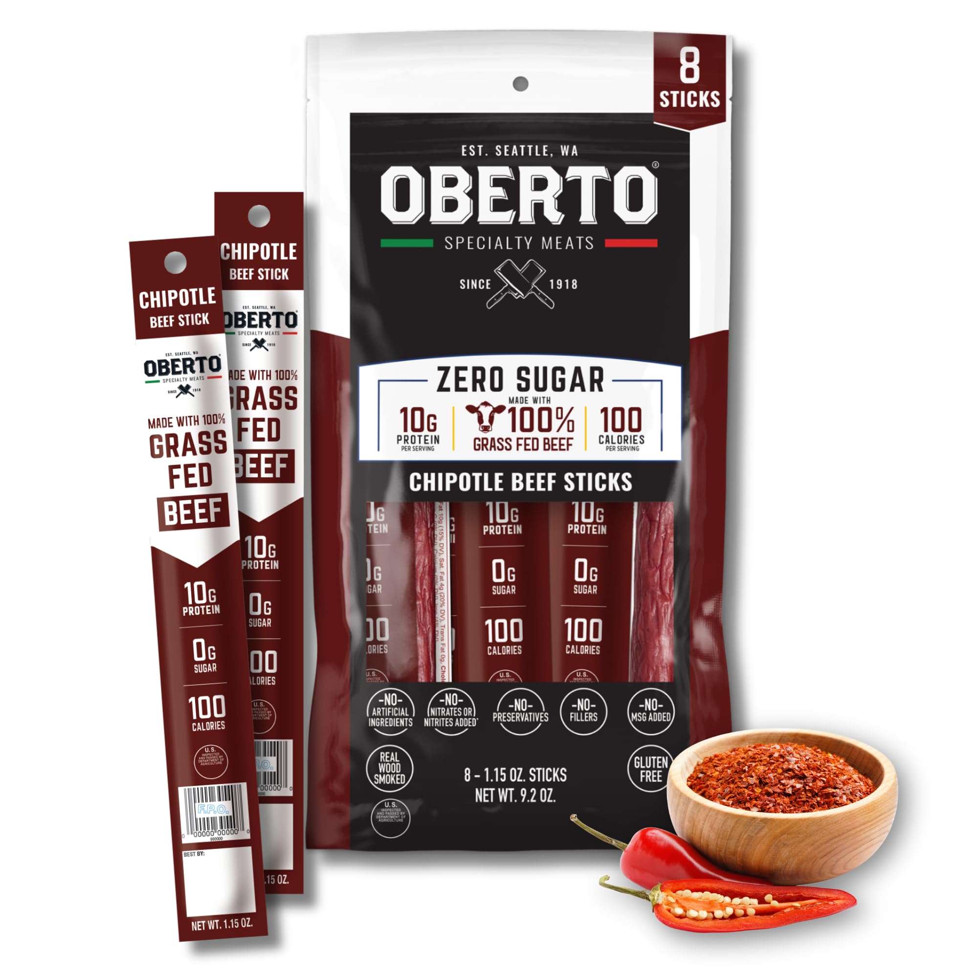 Oberto Grass Fed Beef Sticks Chipotle
