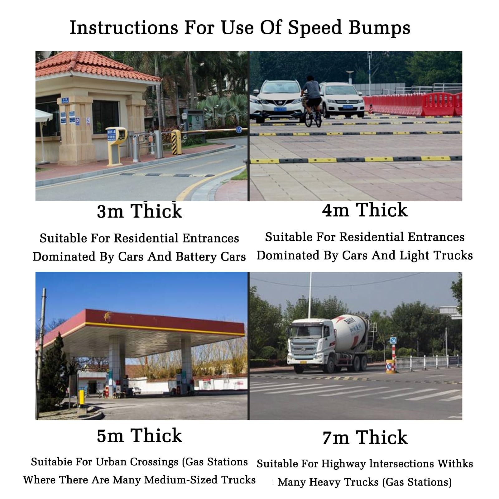 Rampa de goma de velocidad para entrada, resistente para asfalto y grava, incluye 8 anclajes de punta para una instalación segura