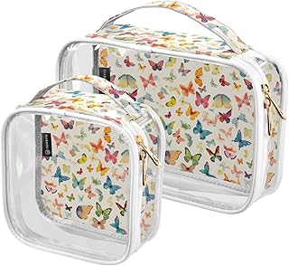 2Pcs Butterfly Cosmetic Bags,Clear Makeup Bag...
