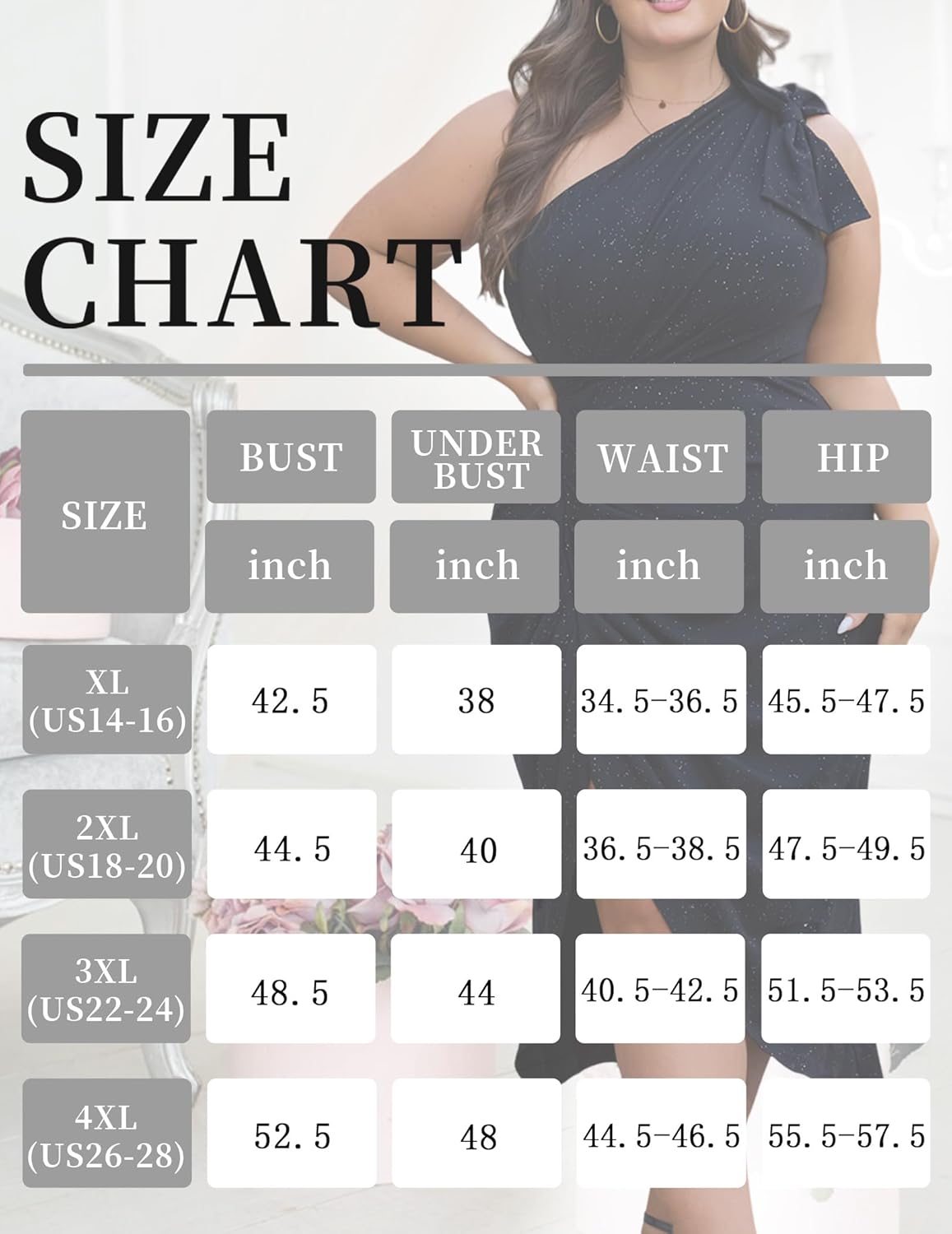 Women's Plus Size Sequin Glitter Dress One Sparkly Shoulder Ruched Wrap Cocktail Party Black Slit Dress - Image 6