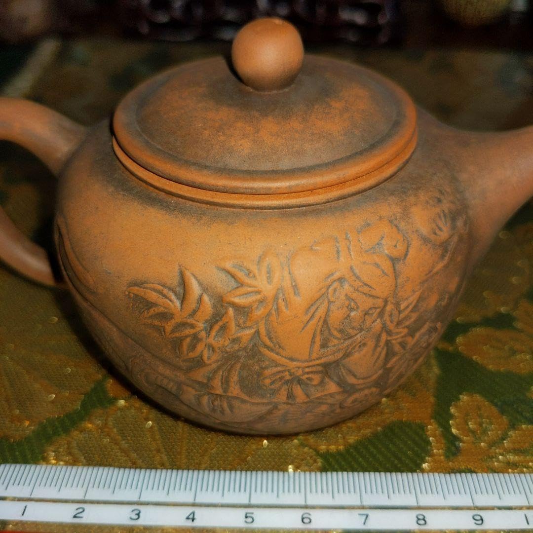 中国 紫砂朱泥 在銘入 刻入急須水滴 中国 紫砂朱泥 刻