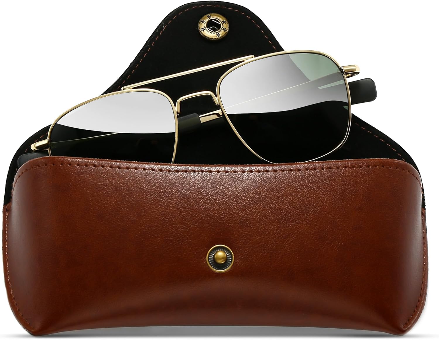 SUNGAIT Real Glass Lens Sunglasses Military Style Pilot Aviator HD Shades with Upgraded Spring Hinge Bayonet Temples - Image 2