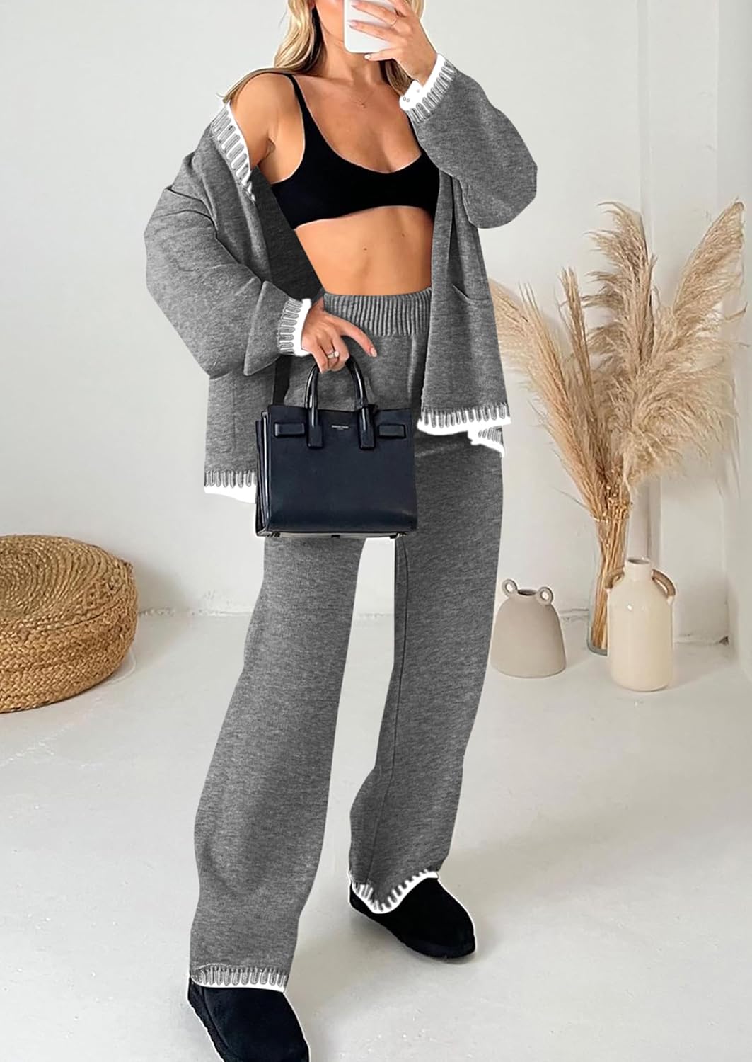 PRETTYGARDEN Lounge Sets for Women Fall 2026 Loungewear 2 Piece Outfits Cardigan Sweaters Track Suit Matching Winter Clothing - Image 3