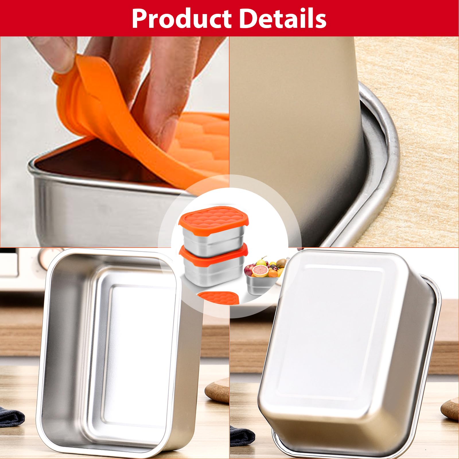 Lot De 4 Boîtes à Collation En Acier Inoxydable 230 Ml - Avec Couvercle En Silicone étanche - Idéal Pour Goûter, Fruits, Sauces - Facile à Nettoyer, Empilable