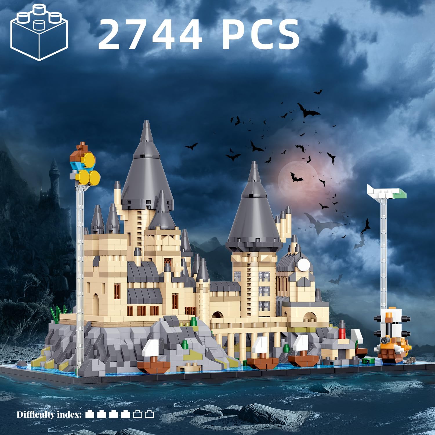 Magic Castle Micro Mini Building Blocks Sets - Harry Castle Grounds Building Bricks Hog Tower Model, Collectible Architecture Display Deco, Birthday Gift for 14+, Adult, 2744PCS