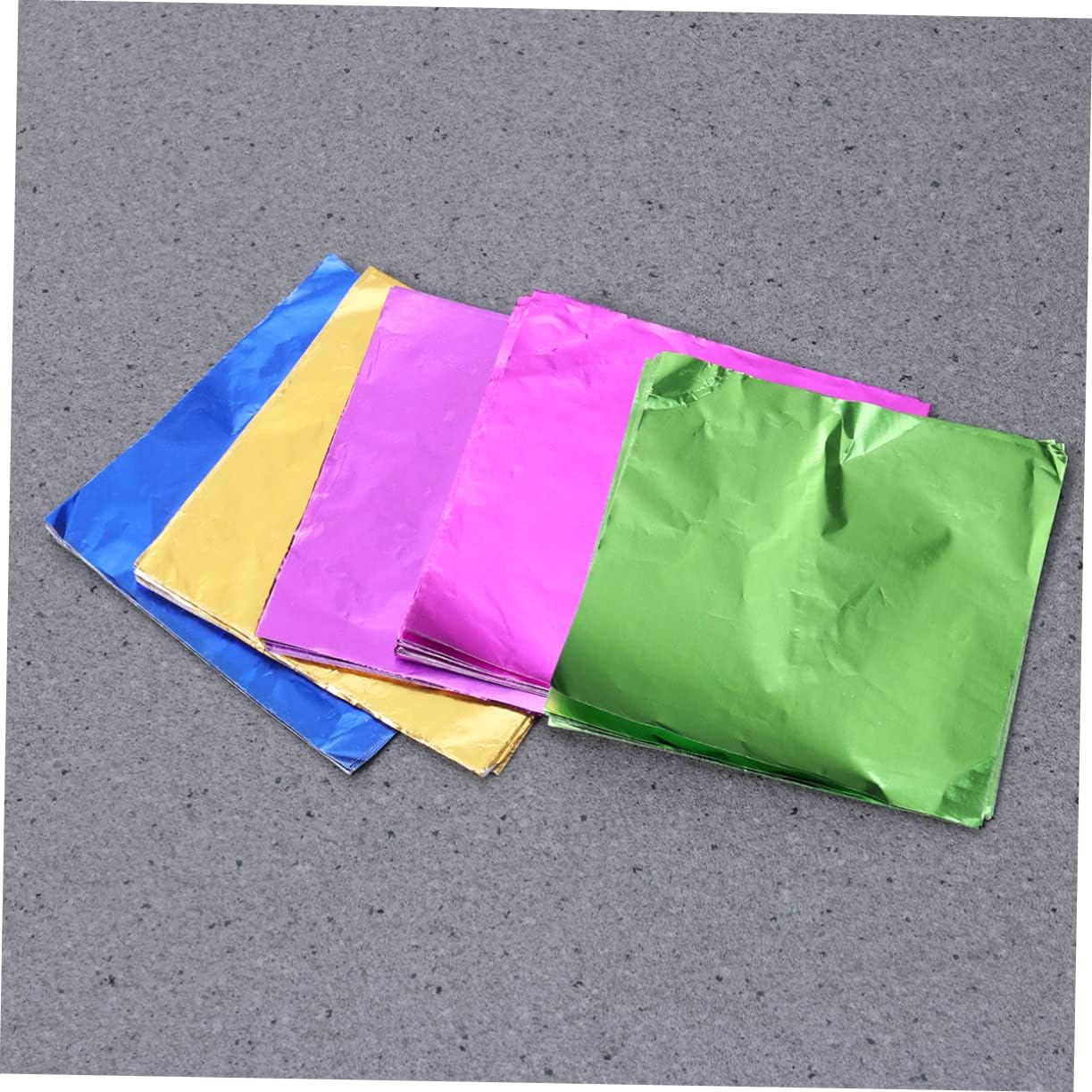 Food-grade Aluminum Foil Paper Wrapping Paper for Candy Making Smooth 8x8cm 100 Sheets 5 Packs Random Color